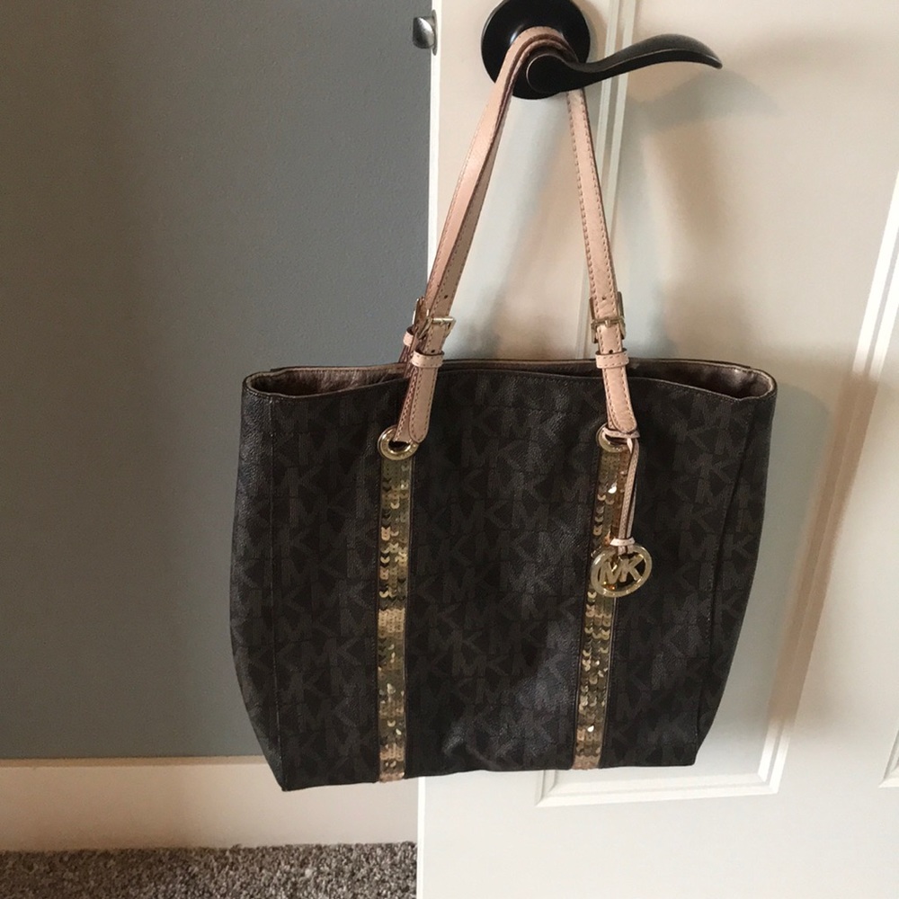 Brown with gold MK Michael Kors Tote Purse